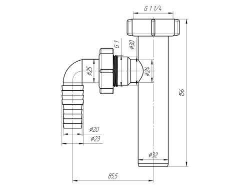 Отвод для подключения бытовой техники 1 1/4"x32 в сифон ANI М220 Отвод для подключения бытовой техники 1 1/4"x32 в сифон ANI М220