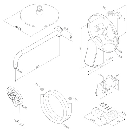 Смеситель для ванны и душа, верхний душ с держателем, душевой набор и шланговое присоединение AM.PM X-Joy хром FB85A1RH20 Смеситель для ванны и душа, верхний душ с держателем, душевой набор и шланговое присоединение AM.PM X-Joy хром FB85A1RH20