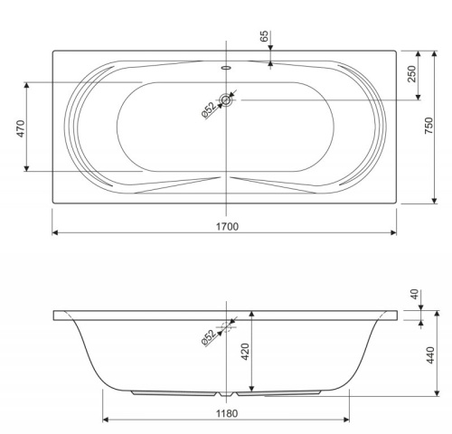 Акриловая ванна Riho 1800x800x400 AMALFI-180-80-45