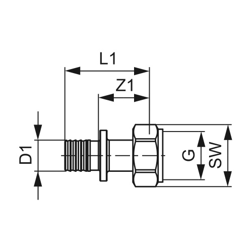 Соединитель с накидной гайкой 16x3/4"В латунь TECEflex