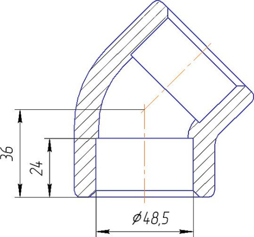 Угольник 45° Kalde 50x45 полипропилен 3212-elb-500045
