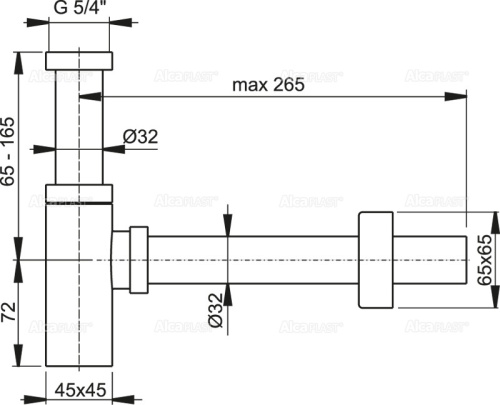 Сифон Alcaplast DESIGN d 32 мм, для раковины, квадратный, цельнометаллический A401 Сифон Alcaplast DESIGN d 32 мм, для раковины, квадратный, цельнометаллический A401