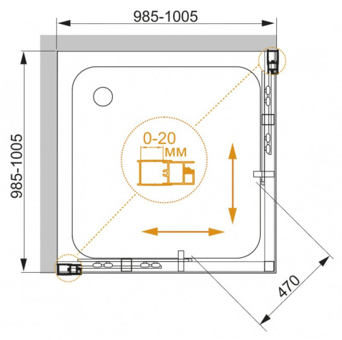 Душевой уголок 100x100 Cezares MOMENTO-A-2-100-C-Cr Душевой уголок 100x100 Cezares MOMENTO-A-2-100-C-Cr