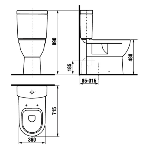 Унитаз Jika Mio (чаша) 247160000001 белый, высокая чаша 50см, 715x360 Унитаз Jika Mio (чаша) 247160000001 белый, высокая чаша 50см, 715x360