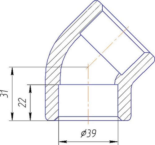 Угольник 45° Kalde 40x45 полипропилен 3212-elb-400045