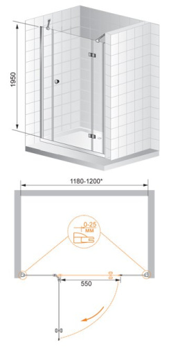 Душевая дверь в нишу Cezares VERONA-W-B-13-30+60/60-P-Cr-L