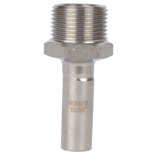 Вставка переходная НПр-НР 15x3/4" пресс, нержавеющая сталь Rommer Вставка переходная НПр-НР 15x3/4" пресс, нержавеющая сталь Rommer