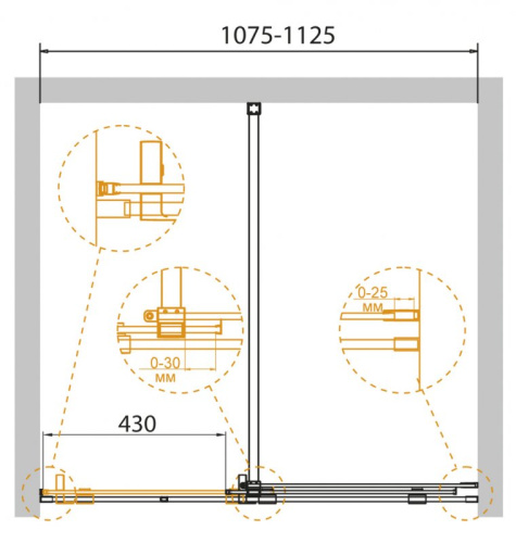 Душевая дверь в нишу Cezares STREAM-BF-1-120-C-Cr