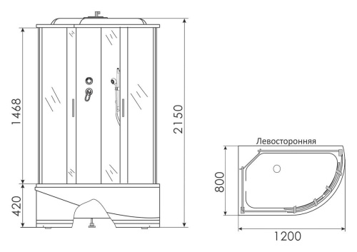 Душевая кабина 120x80 Erlit Comfort ER3512TPL-C4 левая, высокий поддон