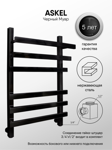 Полотенцесушитель Indigo Askel 455x650, черный муар