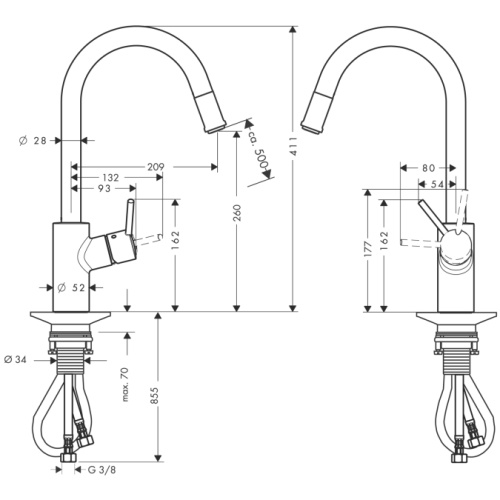 Смеситель для кухни Hansgrohe Talis S2 Variarc 14872000 хром, выдвижной излив Смеситель для кухни Hansgrohe Talis S2 Variarc 14872000 хром, выдвижной излив
