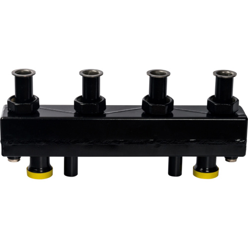 Стальной коллектор Stout DN20 с гидроразделителем, контуры 2 вверх, в теплоизоляции