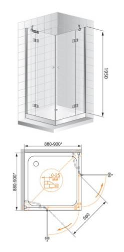 Душевой уголок 120x120 Cezares VERONA-W-A-2-120-P-Cr Душевой уголок 120x120 Cezares VERONA-W-A-2-120-P-Cr