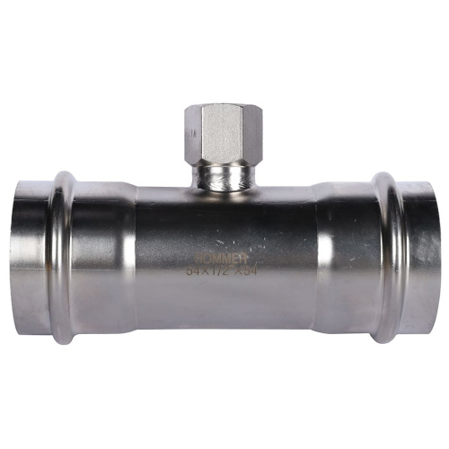 Тройник с резьбой ВПр-ВР 54x1/2"x54 пресс, нержавеющая сталь Rommer Тройник с резьбой ВПр-ВР 54x1/2"x54 пресс, нержавеющая сталь Rommer