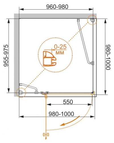 Душевой уголок 100x100 Cezares VERONA-W-A-1-100-P-Cr-L