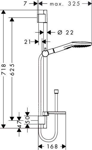 Душевой набор Hansgrohe Raindance Select E 120 3jet штанг 65см, с мыльницей, хром 26620000