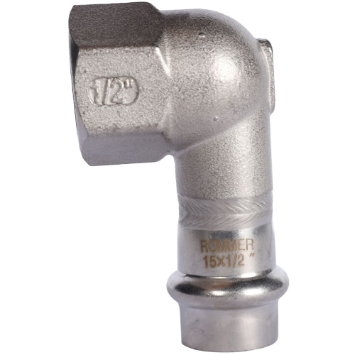 Угольник с резьбой ВПр-ВР 15х1/2" пресс, нержавеющая сталь Rommer Угольник с резьбой ВПр-ВР 15х1/2" пресс, нержавеющая сталь Rommer