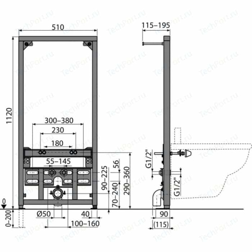 Монтажная рама Alcaplast A105/1120 для биде (высота монтажа 1,12 м) Монтажная рама Alcaplast A105/1120 для биде (высота монтажа 1,12 м)