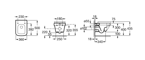 Подвесной унитаз Roca Dama-N 360x500 на инсталляцию 346788000