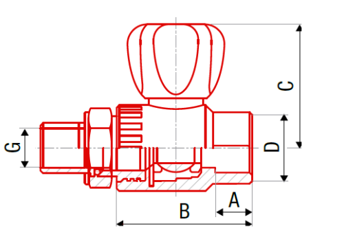 Кран радиаторный прямой FV-plast 20x1/2"Н полипропилен AA289020012