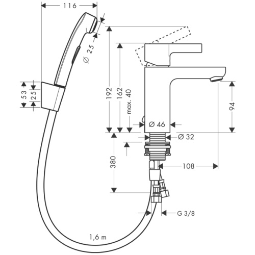 Смеситель для раковины Hansgrohe Metris S 31160000 хром, гигиенический душ Смеситель для раковины Hansgrohe Metris S 31160000 хром, гигиенический душ