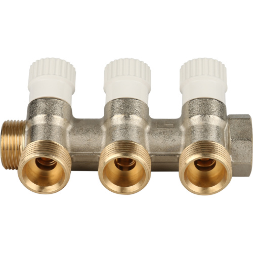 Коллектор 3 выхода STOUT 3/4"x3/4"евроконус с вентилями SMB 6851 343403