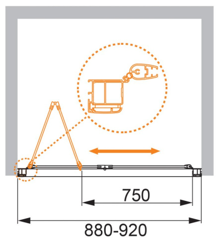 Душевая дверь в нишу Cezares ANIMA-W-BS-80-C-Cr