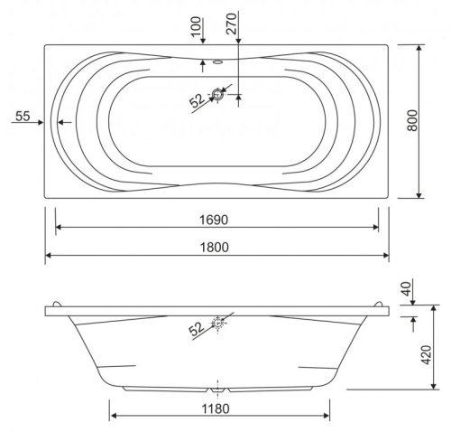 Универсальный комплект ног для прямоугольных акриловых ванн Riho LEG-KIT-150