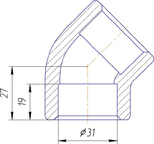 Угольник 45° Kalde 32x45 полипропилен 3212-elb-320045