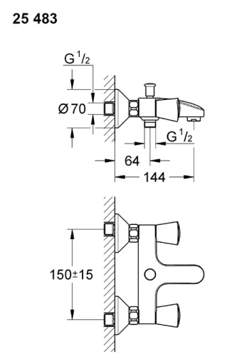 Смеситель для ванны Grohe Costa S 25483001 Хром Смеситель для ванны Grohe Costa S 25483001 Хром