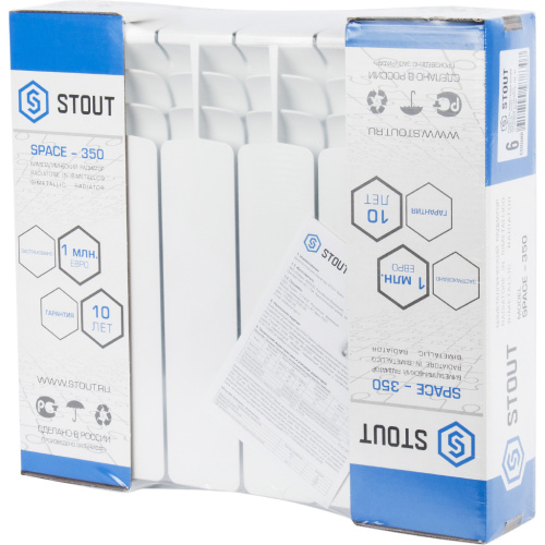 Радиатор биметаллический Stout Space 350 - 6 секций