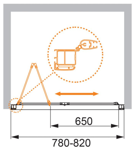 Душевая дверь в нишу Cezares ANIMA-W-BS-80-C-Cr