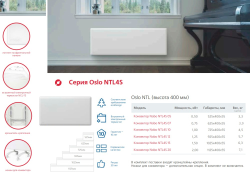 Конвектор электрический Nobo Oslo NTL4S 07 Конвектор электрический Nobo Oslo NTL4S 07