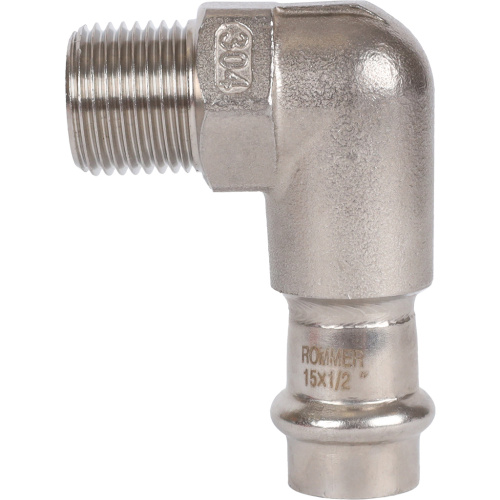 Угольник с резьбой ВПр-НР 15х1/2" пресс, нержавеющая сталь Rommer Угольник с резьбой ВПр-НР 15х1/2" пресс, нержавеющая сталь Rommer