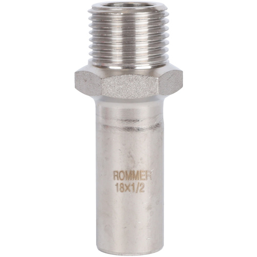Вставка переходная НПр-НР 18x1/2" пресс, нержавеющая сталь Rommer Вставка переходная НПр-НР 18x1/2" пресс, нержавеющая сталь Rommer