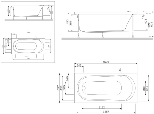 Панель фронтальная для ванны AM.MP Joy W85A-170-070W-P Панель фронтальная для ванны AM.MP Joy W85A-170-070W-P