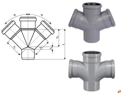 Крестовина 110x67° одноплоскостная HTDA Ostendorf внутренняя канализация Крестовина 110x67° одноплоскостная HTDA Ostendorf внутренняя канализация