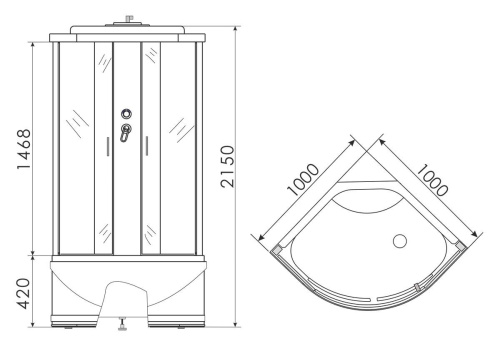 Душевая кабина 100x100 Erlit Comfort ER3510TP-C3 высокий поддон