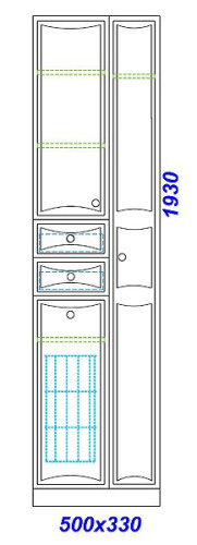 Пенал двустворчатый Aqwella Барселона 50/К белый с корзиной Ba.05.05 Пенал двустворчатый Aqwella Барселона 50/К белый с корзиной Ba.05.05