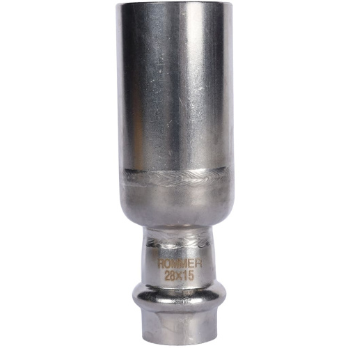 Муфта переходная однораструбная НПр 28x15 пресс, нержавеющая сталь Rommer Муфта переходная однораструбная НПр 28x15 пресс, нержавеющая сталь Rommer