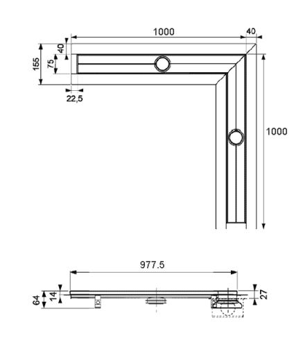 Душевой лоток TECEdrainline 1200x1200 мм, угловой 611200 Душевой лоток TECEdrainline 1200x1200 мм, угловой 611200