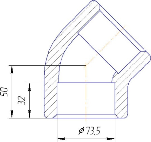 Угольник 45° Kalde 75x45 полипропилен 3212-elb-750045