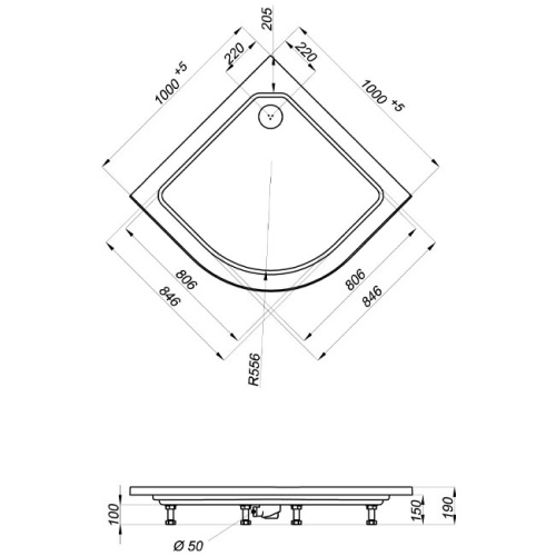 Душевая кабина 100x100 Triton Стандарт А1 стекло квадраты DK163