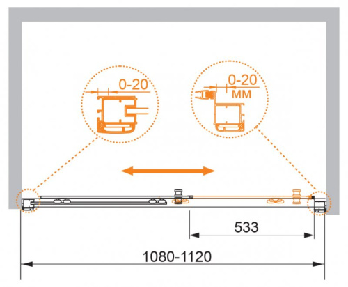 Душевая дверь в нишу Cezares ANIMA-W-BF-1-120-P-Cr