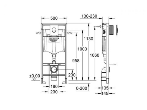 Инсталляция для унитаза 4 в 1 Grohe Rapid SL, бачок GD2, клавиша Skate Cosmopolitan, звукоизоляция 38775001 Инсталляция для унитаза 4 в 1 Grohe Rapid SL, бачок GD2, клавиша Skate Cosmopolitan, звукоизоляция 38775001
