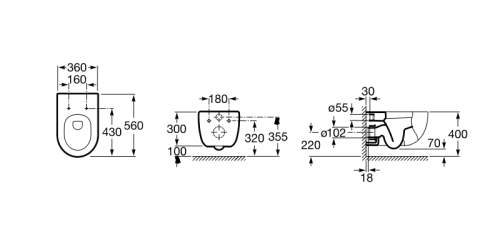 Подвесной унитаз Roca Meridian 360x560 на инсталляцию 346247000 Подвесной унитаз Roca Meridian 360x560 на инсталляцию 346247000