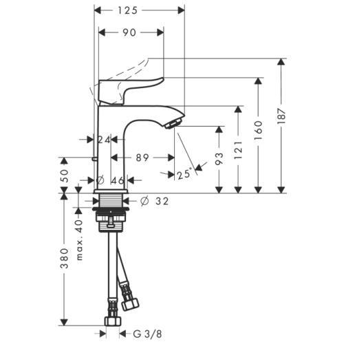 Смеситель для раковины Hansgrohe Metris 31088000 на маленькую раковину, хром, донный клапан Смеситель для раковины Hansgrohe Metris 31088000 на маленькую раковину, хром, донный клапан