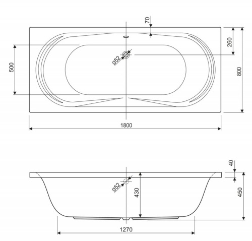 Акриловая ванна Riho 1800x800x400 AMALFI-180-80-45
