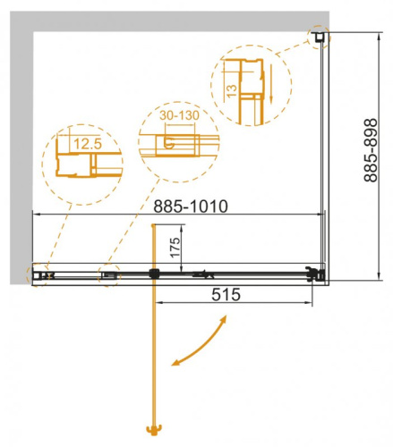Душевой уголок 130-140x90 Cezares VARIANTE-AH-1-130/140-90-C-Cr