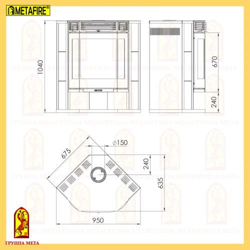 Печь-камин Мета «Амур-12», 12 кВт Печь-камин Мета «Амур-12», 12 кВт
